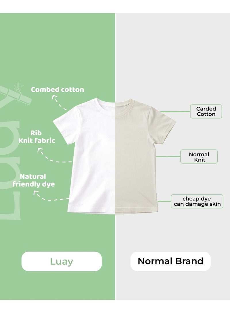 لؤي *تي شيرتات LUAY من القطن العضوي بنسبة 100% للأولاد والبنات بأنماط احتفالية بأكمام قصيرة بألوان وأنماط نابضة بالحياة للأطفال والأطفال الصغار - مقاس عادي - Image 5